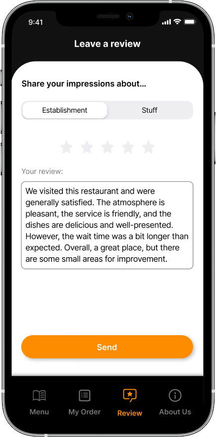 SmartMenu review screen