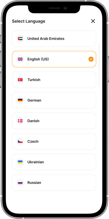 SmartMenu language selection